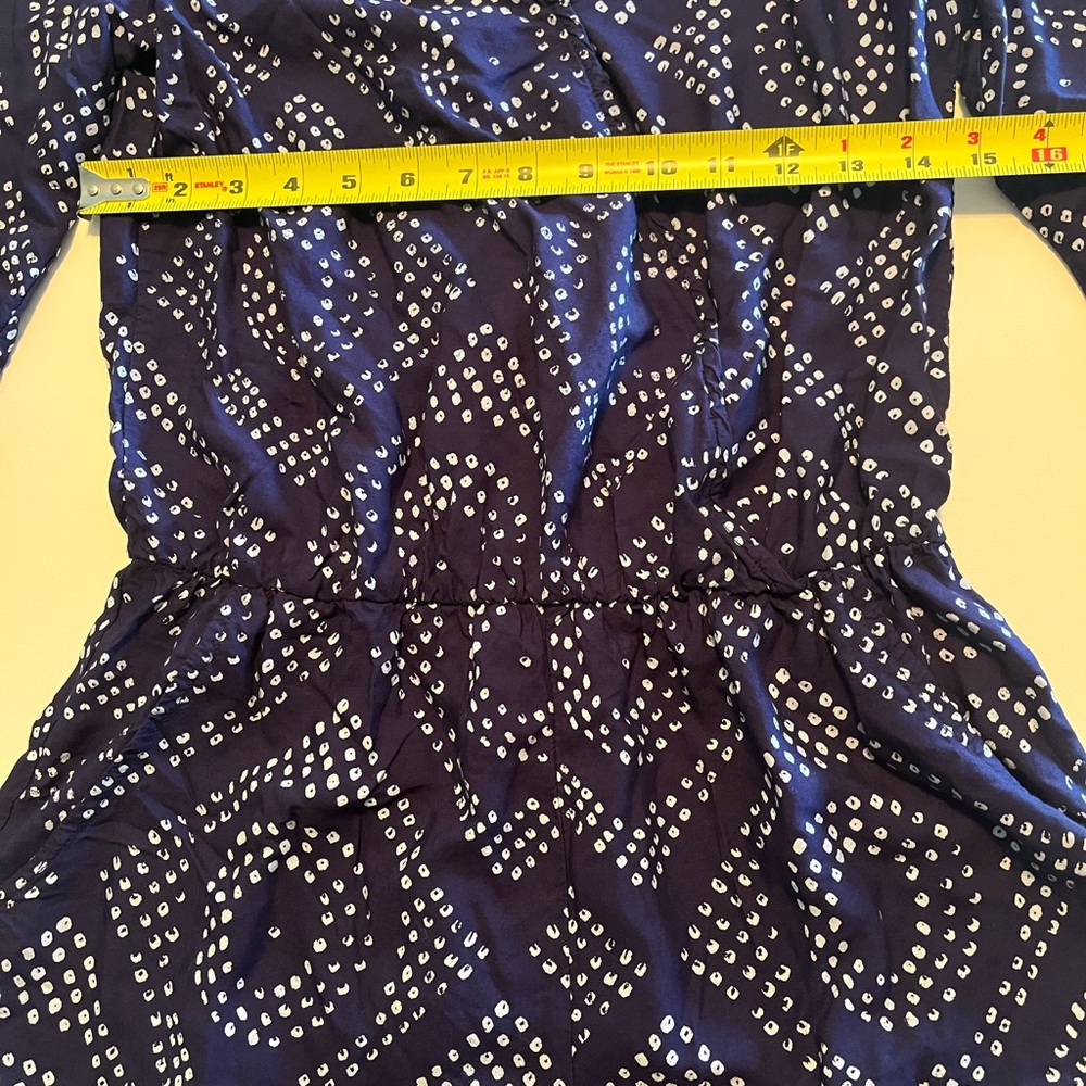 Sanctuary Women's Navy and White Geometric Romper Tie-Back Small - Picture 6 of 14